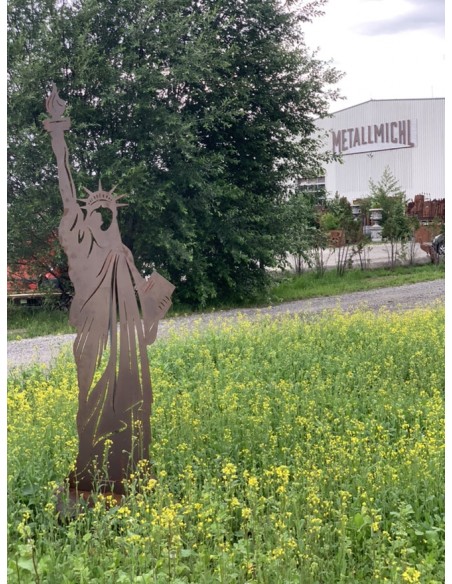 Skulpturen - Rostsäulen und Stelen Freiheitsstatue Figur Metall - Höhe 200 cm - Wahrzeichen als Gartendeko Freiheitsstatue Figur