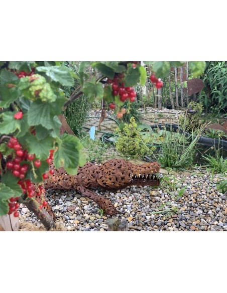 Start Gartenfigur Krokodil lebensgroß aus Metall - 128 cm 
Länge 128 cm
Breite 35 cm
Höhe 25 cm

