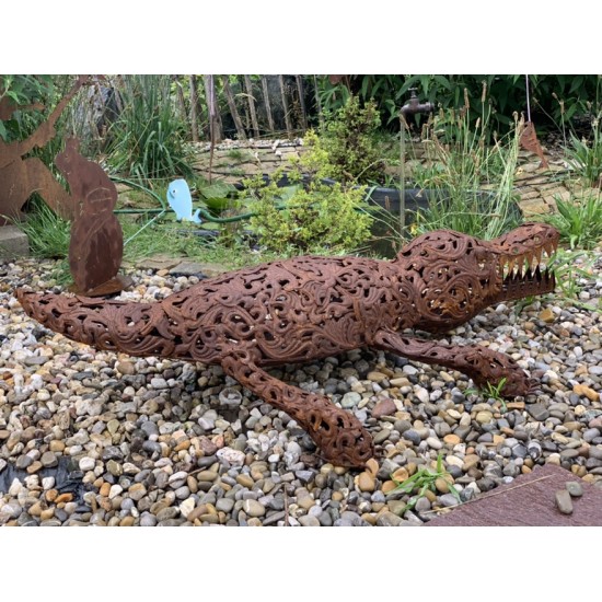 Start Gartenfigur Krokodil lebensgroß aus Metall - 128 cm 
Länge 128 cm
Breite 35 cm
Höhe 25 cm
