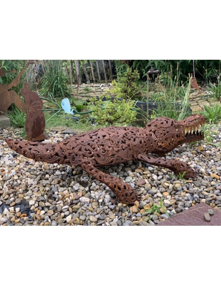 Start Gartenfigur Krokodil lebensgroß aus Metall - 128 cm 
Länge 128 cm
Breite 35 cm
Höhe 25 cm

