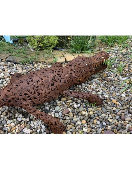 Start Gartenfigur Krokodil lebensgroß aus Metall - 128 cm 
Länge 128 cm
Breite 35 cm
Höhe 25 cm
