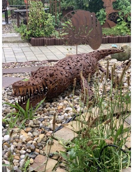 Start Gartenfigur Krokodil lebensgroß aus Metall - 128 cm 
Länge 128 cm
Breite 35 cm
Höhe 25 cm
