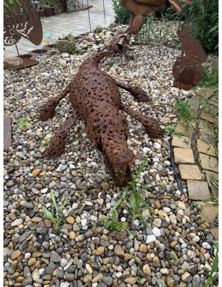 Start Gartenfigur Krokodil lebensgroß aus Metall - 128 cm 
Länge 128 cm
Breite 35 cm
Höhe 25 cm
