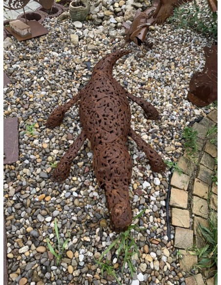 Start Gartenfigur Krokodil lebensgroß aus Metall - 128 cm 
Länge 128 cm
Breite 35 cm
Höhe 25 cm
