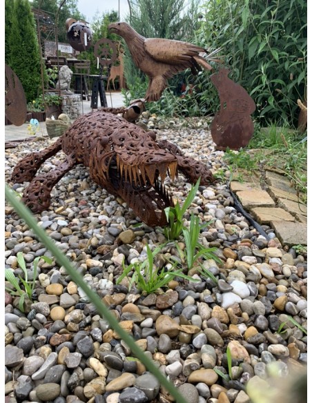 Start Gartenfigur Krokodil lebensgroß aus Metall - 128 cm 
Länge 128 cm
Breite 35 cm
Höhe 25 cm
