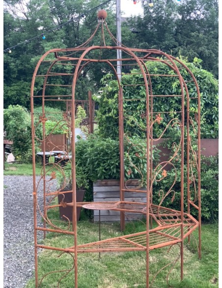 Pavillon und Kiosk Rosenbogen Metall mit Sitzbank als 5er Pavillon, Art Nouveau, Größe 200 cm, 
Ø 200 cm
inkl. Sitzbank
