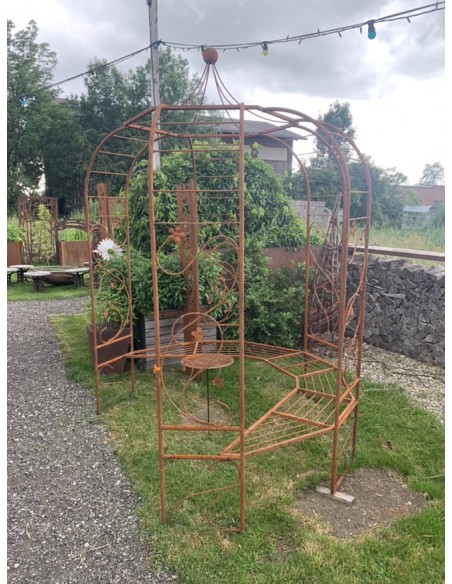 Pavillon und Kiosk Rosenbogen Metall mit Sitzbank als 5er Pavillon, Art Nouveau, Größe 200 cm, 
Ø 200 cm
inkl. Sitzbank
