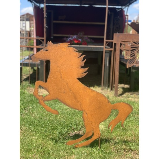 Metall Pferd XL Gartenstecker - Breite 70cm  H120cm Ein MUSS für jeden Pferdeliebhaber. Dieses steigende Deko-Pferd mit Ed