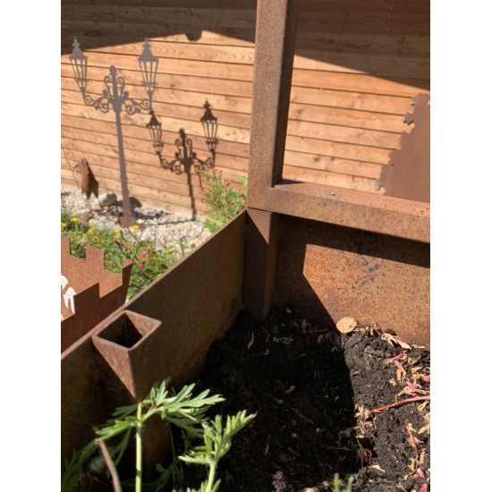 Blumentöpfe - Pflanztöpfe in Edelrost Hochbeet mit Halterung für Sichtschutzwände 120 cm lang 80 hoch 40 tief Dieser Topf ist id