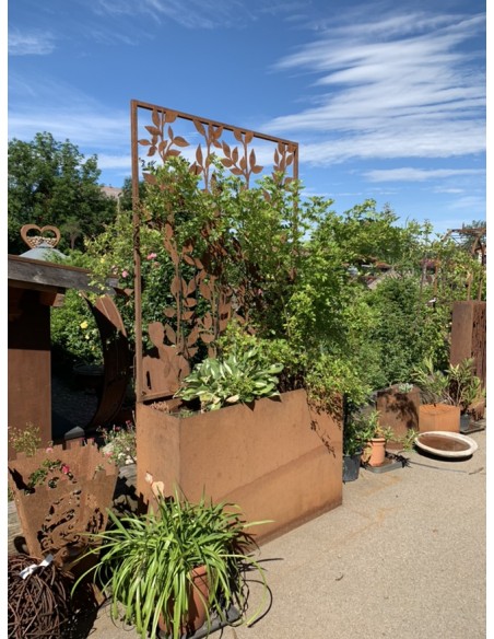 Blumentöpfe - Pflanztöpfe in Edelrost Hochbeet mit Halterung für Sichtschutzwände 120 cm lang 80 hoch 40 tief Dieser Topf ist id