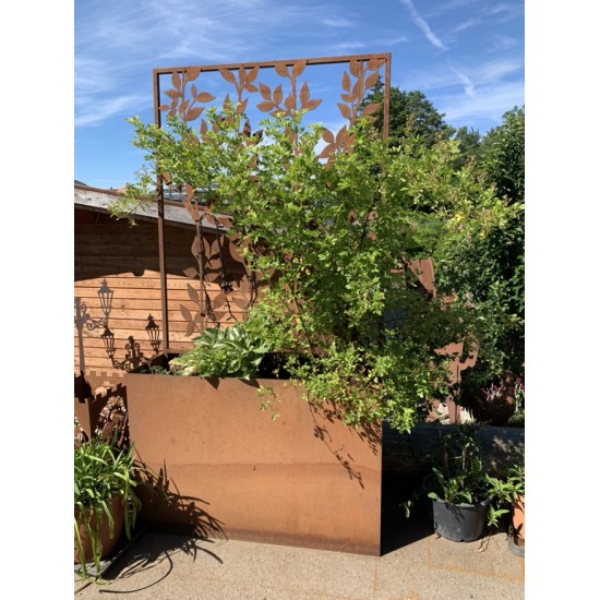 Blumentöpfe - Pflanztöpfe in Edelrost Hochbeet mit Halterung für Sichtschutzwände 120 cm lang 80 hoch 40 tief Dieser Topf ist id