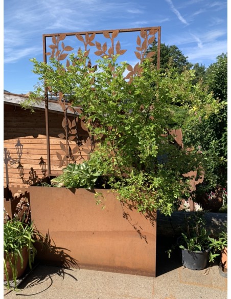 Blumentöpfe - Pflanztöpfe in Edelrost Hochbeet mit Halterung für Sichtschutzwände 120 cm lang 80 hoch 40 tief Dieser Topf ist id