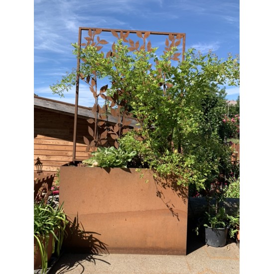 Blumentöpfe - Pflanztöpfe in Edelrost Hochbeet mit Halterung für Sichtschutzwände 120 cm lang 80 hoch 40 tief Dieser Topf ist id