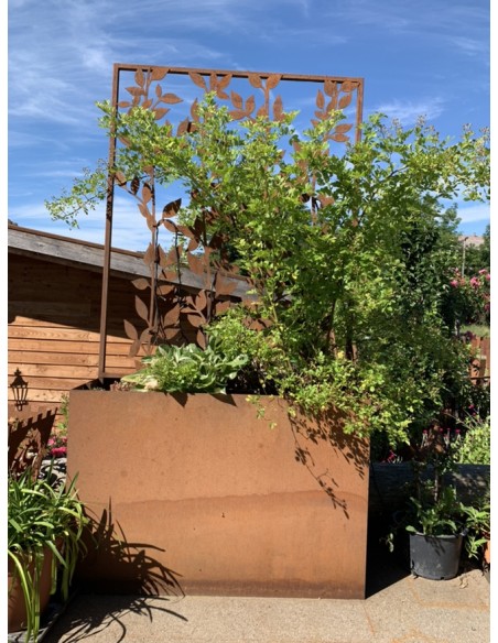 Blumentöpfe - Pflanztöpfe in Edelrost Hochbeet mit Halterung für Sichtschutzwände 120 cm lang 80 hoch 40 tief Dieser Topf ist id