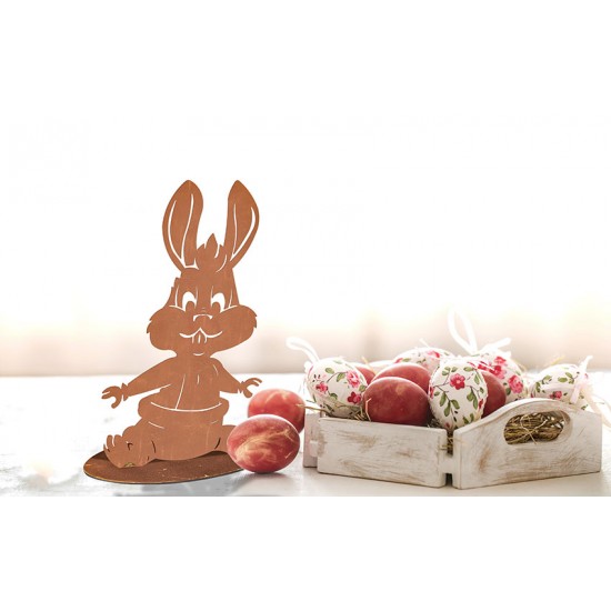 Lustiger Edelrost Babyhase - Höhe 30 cm