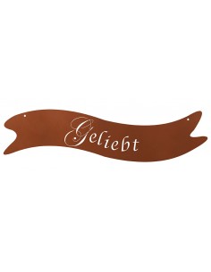 Grabdeko Metall Banner mit Schriftzug - Geliebt - Breite 40 cm