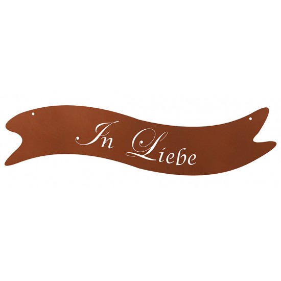 Grabdeko Metall Banner mit Schriftzug - In Liebe - Breite 40 cm