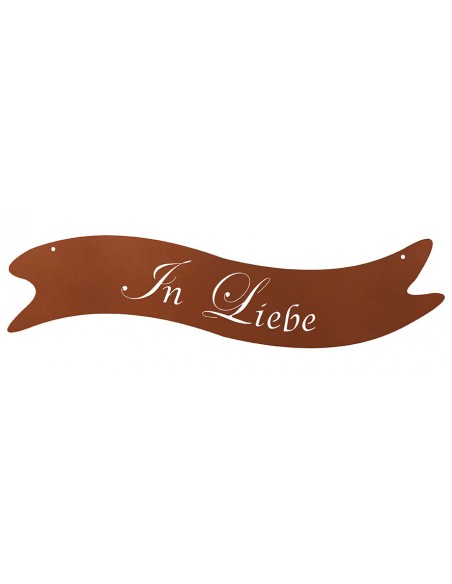 Grabdeko Metall Banner mit Schriftzug - In Liebe - Breite 40 cm