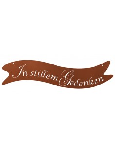 Grabdeko Metall Banner mit Schriftzug - In stillen Gedenken - Breite 40 cm