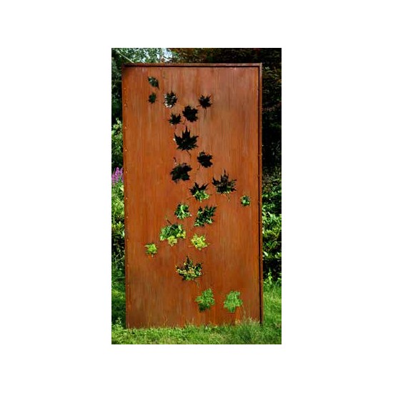 Herbstdeko Sichtschutzwand Ahorn Blätter - Höhe 200 cm - Breite 100 cm Schöne halboffene Sichtschutzwand aus Metall mit nach obe