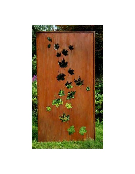 Herbstdeko Sichtschutzwand Ahorn Blätter - Höhe 200 cm - Breite 100 cm Schöne halboffene Sichtschutzwand aus Metall mit nach obe Herbstdeko Sichtschutzwand Ahorn Blätter - Höhe 200 cm - Breite 100 cm Schöne halboffene Sichtschutzwand aus Metall mit nach obe