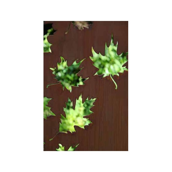 Herbstdeko Sichtschutzwand Ahorn Blätter - Höhe 200 cm - Breite 100 cm Schöne halboffene Sichtschutzwand aus Metall mit nach obe