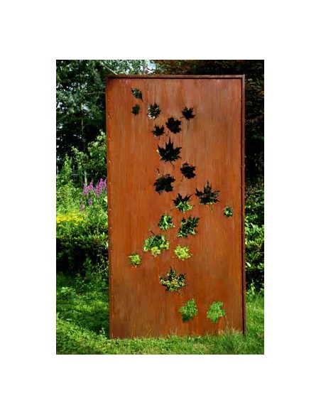 Herbstdeko Sichtschutzwand Ahorn Blätter - Höhe 200 cm - Breite 100 cm Schöne halboffene Sichtschutzwand aus Metall mit nach obe Herbstdeko Sichtschutzwand Ahorn Blätter - Höhe 200 cm - Breite 100 cm Schöne halboffene Sichtschutzwand aus Metall mit nach obe