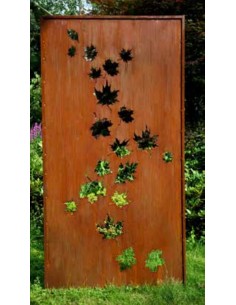 Herbstdeko Sichtschutzwand Ahorn Blätter - Höhe 200 cm - Breite 100 cm Schöne halboffene Sichtschutzwand aus Metall mit nach obe
