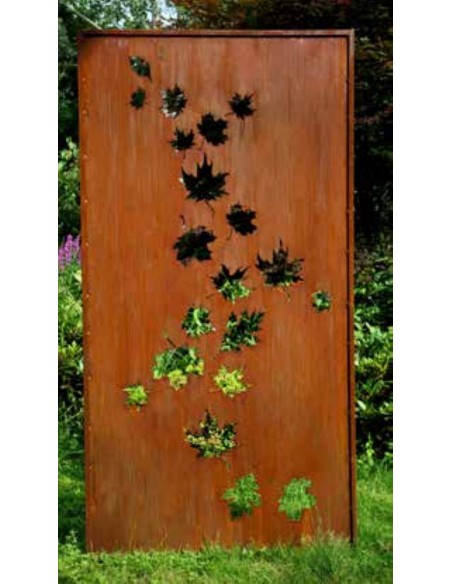 Herbstdeko Sichtschutzwand Ahorn Blätter - Höhe 200 cm - Breite 100 cm Schöne halboffene Sichtschutzwand aus Metall mit nach obe Herbstdeko Sichtschutzwand Ahorn Blätter - Höhe 200 cm - Breite 100 cm Schöne halboffene Sichtschutzwand aus Metall mit nach obe