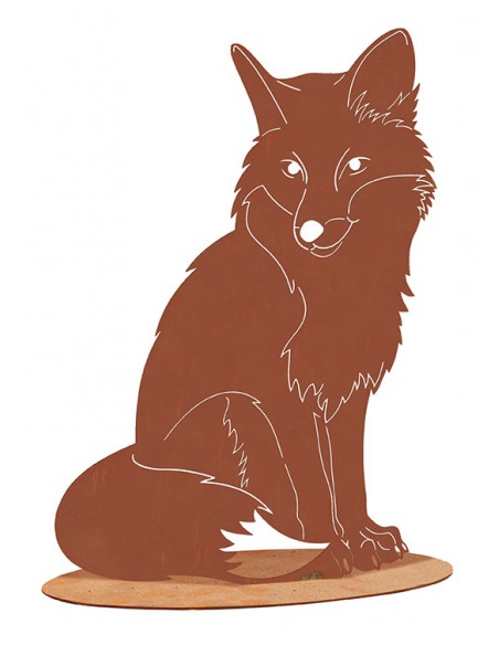 Fuchs sitzend auf Platte - Höhe 40 cm