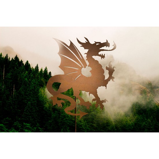 Metall Gartenstecker Drache - Gesamthöhe 82 cm