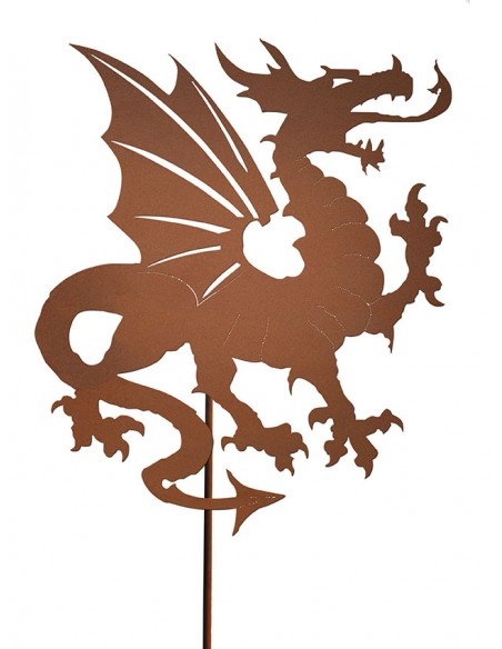 Metall Gartenstecker Drache - Gesamthöhe 120 cm