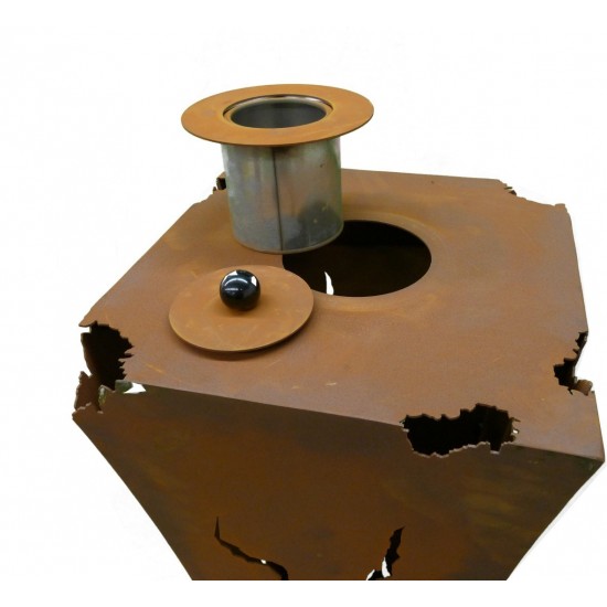 taillierte Säulen Rost Säule Mystik, mit Feuerbehälter, Höhe 110 cm Höhe: 110 cm
Breite: 30 x 30 cm
Oben ist ein Loch für den Fe