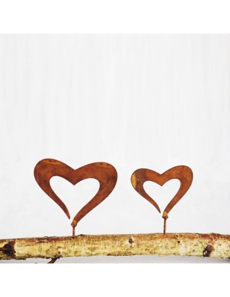 Herzige Dinge - Edelrost Dekoherzen Deko Herz offen zum Einschrauben - gross - Länge 10 cm Schönes Deko Herz mit einer Schraube 