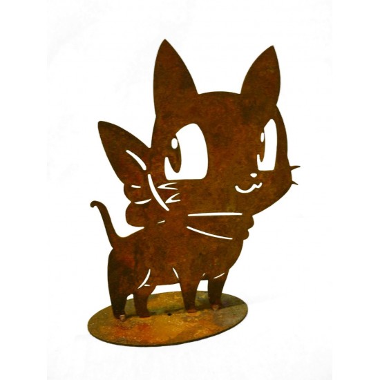 lustige Deko Katze mit Schleife um den Hals