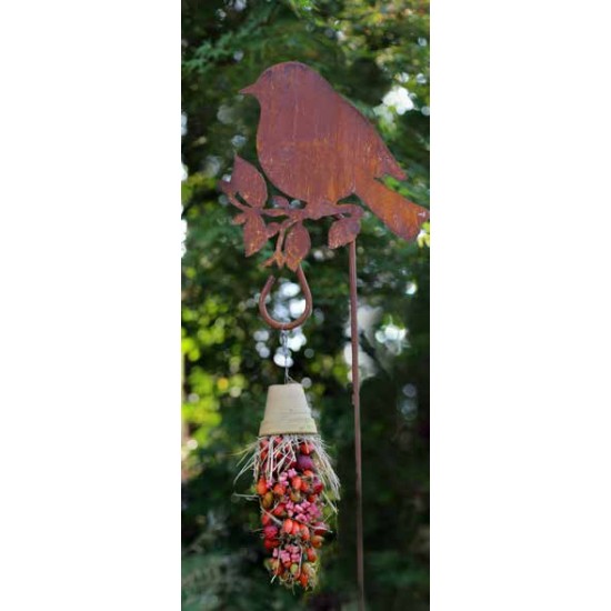 Gartendeko Rost Vogel -A- auf Ast mit Laternenstab - Höhe 28 cm - Gartenstecker - Eisenstange 160 cm 
Höhe 28 cm
Breite 25 cm