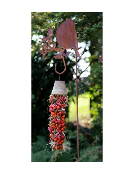 Vogel Deko Vogel  -B- über Schulter schauend auf Ast mit Laternenstab - Höhe 28 cm Gartenstecker 160 cm hoch 
Höhe 28 cm
Breit