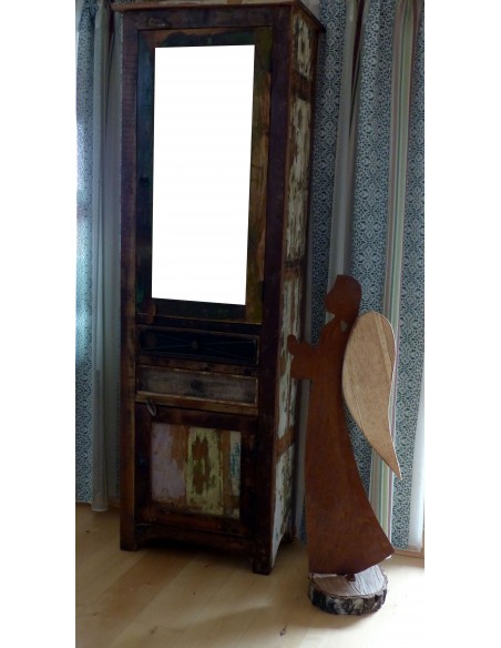 Gartendeko Rost Engel Veronika mit Holz 70 cm hoch -angeflammt- Edelrost 