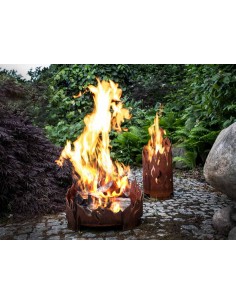 Flammenmuster Feuerkorb aus Edelrost aus 3 mm dickem Stahl für den Winter 2