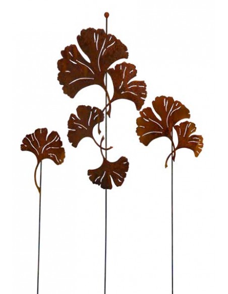 Großer Ginkgo-Gartenstecker mit Kugel als Abschluss