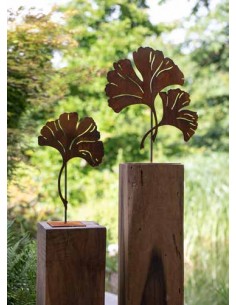 Ginkgo Lebensbaum Einzelnes Ginkgoblatt auf eckiger Platte - Gesamthöhe 45 cm 
Gesamthöhe 45 cm
Breite 26 cm
 2