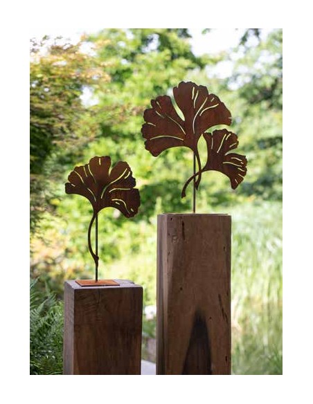 Einzelnes Ginkgoblatt auf eckiger Platte