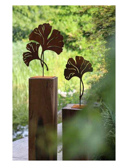 Einzelnes Ginkgoblatt auf eckiger Platte