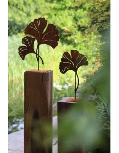 Ginkgo Lebensbaum Ginkgo 2 Blätter auf eckiger Platte Dekorationen für den Garten 2