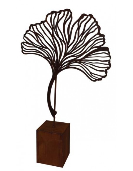 Sehr großes Gartenornament Ginkgoblatt mit Rohr für 12 mm Stäbe 
Höhe 122 cm
Breite 100 cm