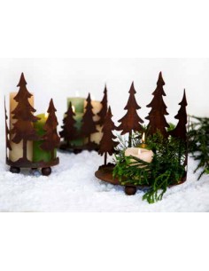 Weihnachtsdeko Kerzentablett mit 3 Tannen - klein - 29 cm hoch - Ø 15 cm -  Tannentablett 
Höhe 29 cm
Durchmesser 15 cm
klein 2