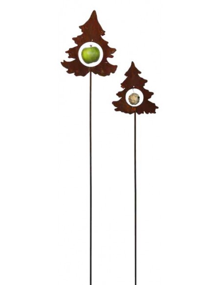 weihnachtsideen Gartendeko zum Stecker mit Christbaumkugeln Edelrost Metalldeko