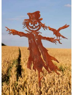 Halloween Gartenstecker Vogelscheuche aus Edelrost - Metall Deko zu Halloween