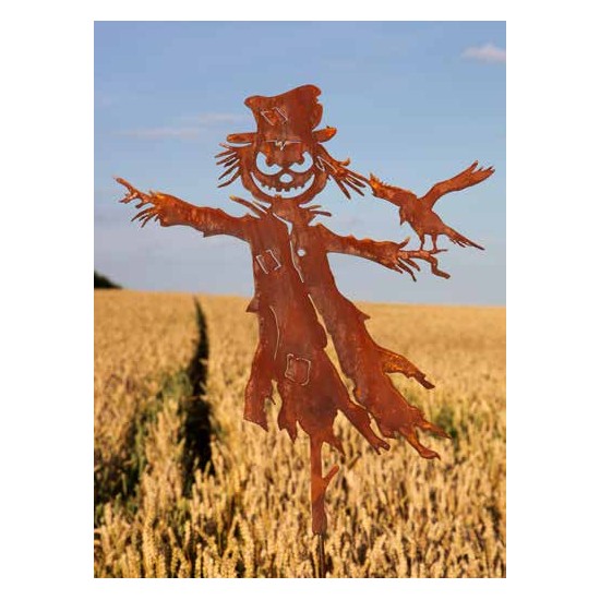 Halloween Gartenstecker Vogelscheuche aus Edelrost - Metall Deko zu Halloween