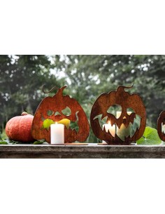 Herbstdeko Kürbis aus Edelrost - kein Edelstahl mit runder Standplatte 2